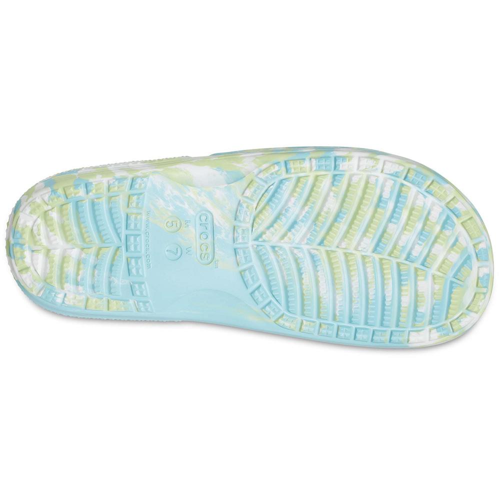 Turquoise Men's Crocs Classic Marbled Slides | NZ 1278RVDW